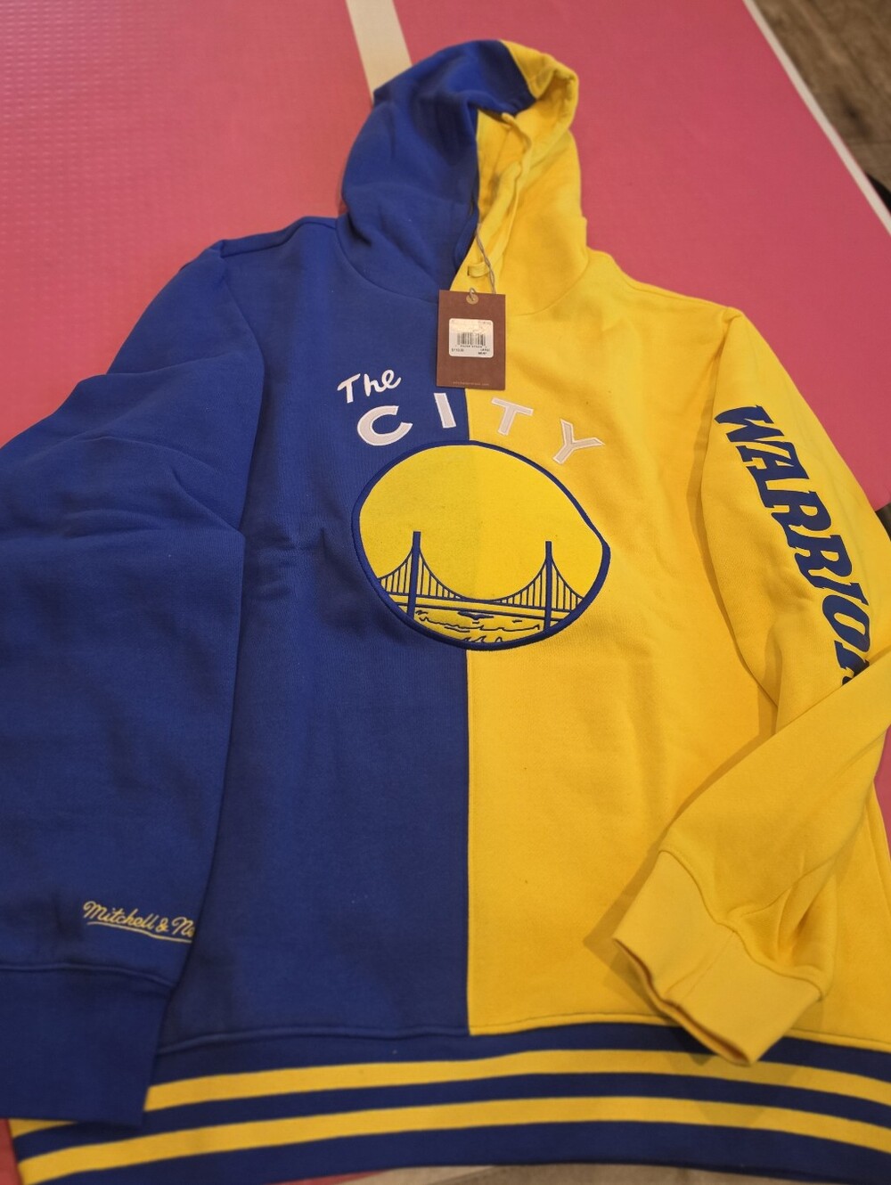 NWT Mitchell & Ness NBA Golden State Warriors Split Color Hoodie Men’s Sz Large
